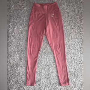 Gymshark Pocket Leggings Pink With White Logo Women’s Size Small